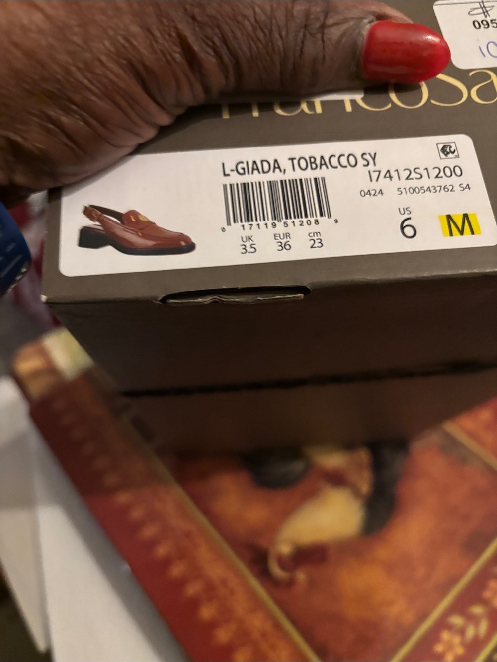 Franco Sarto Chestnut Brown Leather Slip-On Loafer with Gold Accent 2” heels NWT